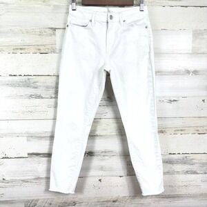 Ann Taylor LOFT White Curvy Skinny Ankle Jeans Frayed Hem Women's Size 27/0